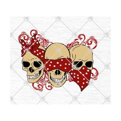 file svg three skulls with red bandanas svg file