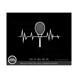 tennis svg racket heart beat - tennis svg, tennis ball svg, tennis mom svg, tennis racket svg, love tennis svg for lover