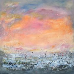 sunset 1    100 cm x 80 cm x 3.5 cm or 39.4 h x 31.5 w x 1.38 d in painting wall decor original interior art gift