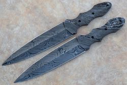 custom handmade damascus steel  13'' dagger blank blades lot of 2