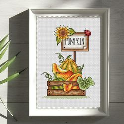 pumpkin cross stitch pattern pdf, autumn cross stitch, fall cross stitch, counted cross stitch, instant download pdf