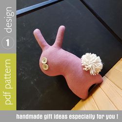 bunny doll sewing pattern pdf digital tutorial in english, stuffed animal sewing diy