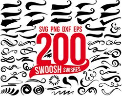 Swoosh Swishes svg Bundle, Swoosh Swirl Svg, Swish Swash Swoosh Svg, Text Tails Svg, Swoosh Swishes Silhouette Svg