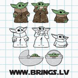 bundle baby yoda svg, baby yoda svg, grogu svg, star wars svg, png dxf eps file