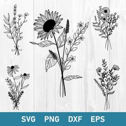 bundle wildflowers svg, wildflowers svg, flower svg, png dxf eps file