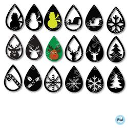 christmas teardrop earrings bundle svg, christmas earring svg, stacked svg, teardrop svg, png dxf eps file