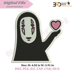 no face holding heart kaonashi halloween design for machine embroidery | instant download