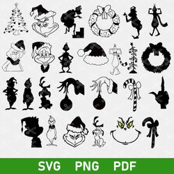 grinch silhouette bundle svg, grinch svg, grinch christmas svg, christmas svg, png pdf digital file