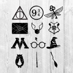 harry potter bundle svg, harry potter svg, harry potter slihouette svg, png dxf file