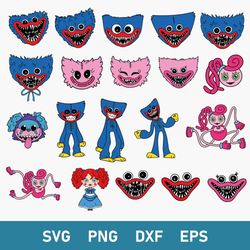 huggy wuggy bundle svg, huggy wuggy svg, poppy playtime svg, kissy missy svg, png dxf eps digital file