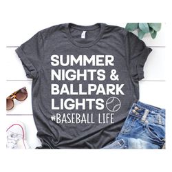 summer nights and ballpark lights svg, baseball svg, baseball shirt svg, baseball mom, funny baseball life svg cut file