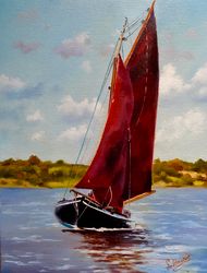 oil painting "scarlet sails"