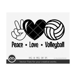volleyball svg peace love volleyball - volleyball svg, volleyball mom svg, sports svg, cricut file, cut file