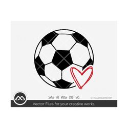 soccer svg ball with heart - soccer svg, football svg, sports svg, ball svg, dxf eps, cut file for cricut, clipart