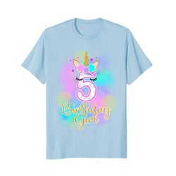 5th unicorn birthday girl t-shirt five years old party gift