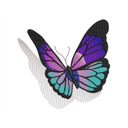 Butterfly Machine Embroidery Designs, Colorful 3D Flying Butterfly with Shadow, PES files in 4 sizes