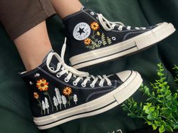 converse high tops, custom converse garden of reeds and sunflowers,flower converse,custom logo