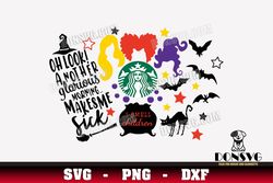 hocus pocus starbucks oh look svg png dxf for cricut silhouette cut files halloween designs