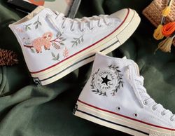 embroidered converse,custom orangutan on a tree branch,custom logo converse chuck taylor 1970s,gifts