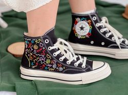 custom converse math formula embroidery pattern, embroidered logo color textures,best for gifts