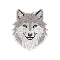 wolf embroidery design animal kind face green eyes totem wild animal instant download machine embroidery files