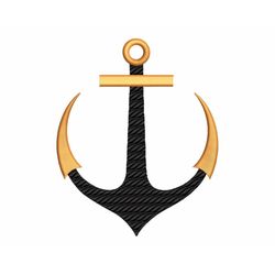 anchor embroidery design - black and gold with a rope motif fill - nautical birthday diy project - machine embroidery fi