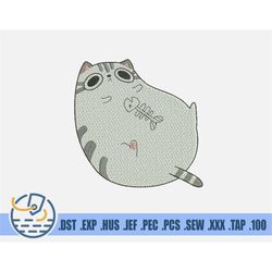 cat embroidery file - funny white cat for baby and newborn - instant download - pattern for patches and clothing decorat