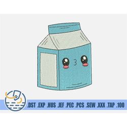 milk embroidery file - for baby and newborn - milk carton design - cartoon happy food - pattern for patches and clothing