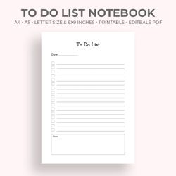 to do list notebook, printable to do list notebook, to do list sheets, to do list digital