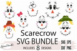 scarecrow svg, halloween svg file, fall svg, scarecrow face svg, eps, dxf, png, digital download