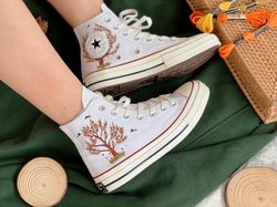 mushroom converse,embroidered red mushrooms and yellow flower,kawaii mushroom,mushroom gifts