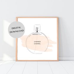 beige appricotte round perfume bottle - minimalist simple digital print