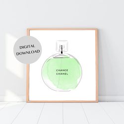 green round perfume bottle - minimalist simple digital print