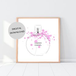 pink round perfume bottle - minimalist simple digital print