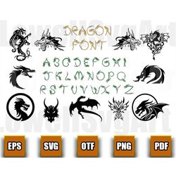 dragon font, dragon alphabet, dragon svg, dragon cutfile, dragon clipart, dragon bundle, dragon print, dragon digital, d