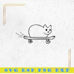 cat on skateboard svg, happy cat svg, animal svg