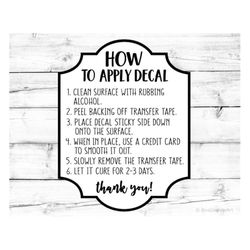 apply decal svg how to apply decal svg decal application instructions svg htv svg instruction card svg care card svg for