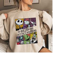 Vintage The Nightmare Before Christmas Sweatshirt, Jack and Sally Oogie Boogie Lock Shock Barrel Tee, Halloween Shirt,