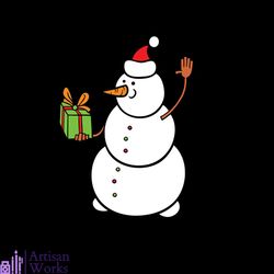 snowman with santa hat svg, christmas svg, snowman svg