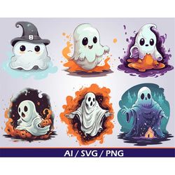 cute halloween ghost svg digital download bundle spooky season boo png cute ghost clip art kids halloween graphic art