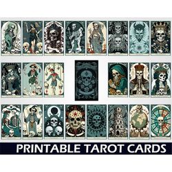 tarot cards major arcana deck svg digital download, printable skull tarots cards eps svg png, fortune teller cards, myst