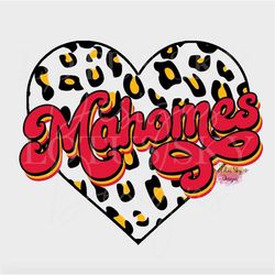 mahomes retro leopard print heart| ready to press | sublimation heat press design | transfer