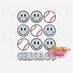 chicago baseball retro smiing | ready to press | sublimation heat press design | transfer | retro | bingo | slot machine