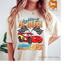 retro lightning mcqueen fast 95comfort shirt, vintage disney cars, cars theme birthday,disney car pixar shirt, mcqueen 1