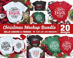 christmas mockup bundle, 20 christmas mockups, bella canvas 3001, plain shirt mockup, t-shirt bundle, mockup shirt desig