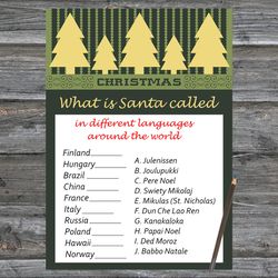 christmas party games,christmas around the world game printable,gold christmas tree christmas trivia game cards