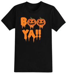 boo ya pumpkins halloween t-shirt for men, women & kids 100 cotton black shirt, funny scary t-shirts