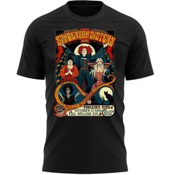 sanderson sisters halloween t-shirt for men, women & kids 100 cotton black shirt, hocus pocus t-shirts