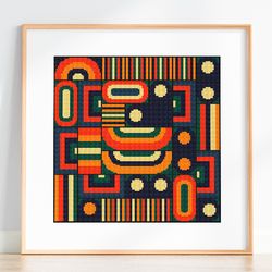 mid century modern cross stitch pattern, geometric sampler, counted cross stitch pattern, modern cross stitch scheme