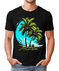 palm tree wave mens graphic tee premium short sleeve shirt